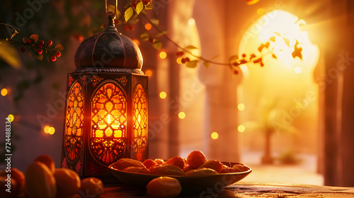 arabic lamp with dates fruit a iftar invitation card