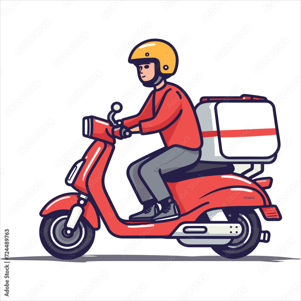 flat labor illustration line art delivery by motorcycle flat labor illustration line art delivery by motorcycle
