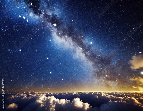beautiful milky way on a starry night, shrouded in thick low clouds