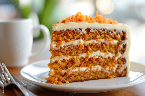 Carrot cake slice with cream cheese
