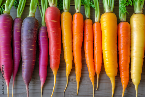 Rainbow array of whole carrots