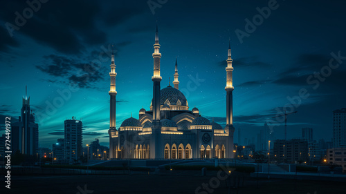 a mosque at night
