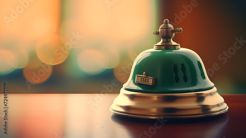 Bell on counter for service with blurred background