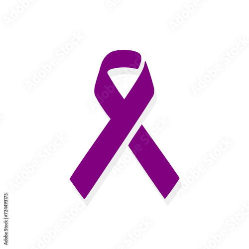 Purple awareness ribbon isolated on white background