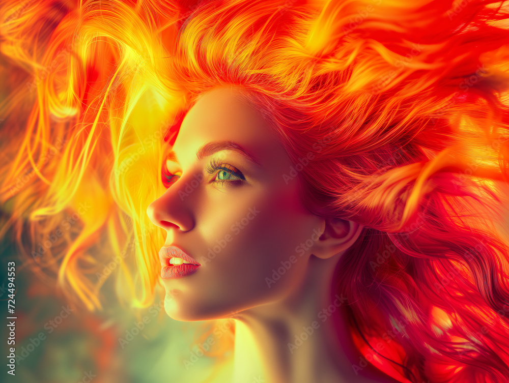 a beauty woman with fire hair