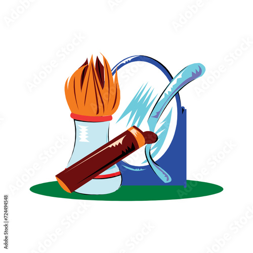 Vintage Style Shaving Accessories Set Razor and Brush Hand Draw Sketch. Doodle Drawing for Barbershop Vector illustration on a white background