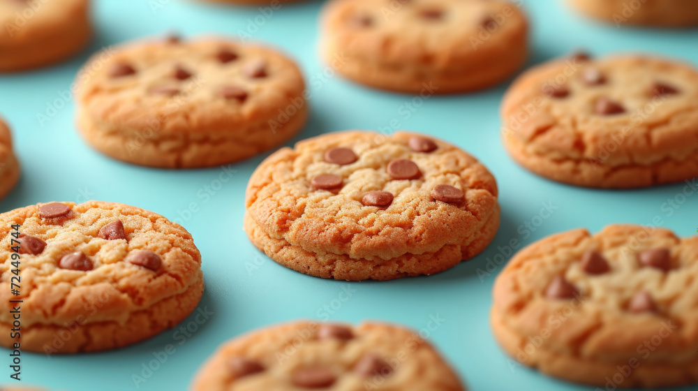 Close-Up of Chocolate Chip Cookies on Pink Background