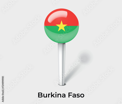 Burkina Faso country flag pin map marker