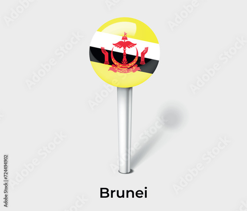 Brunei country flag pin map marker