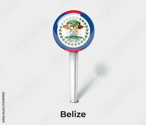 Belize country flag pin map marker