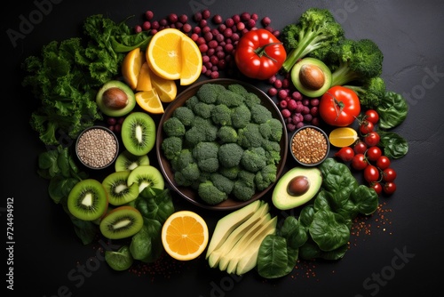 Healthy food. Healthy eating background. Fruits, vegetables, clean food.