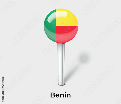 Benin country flag pin map marker