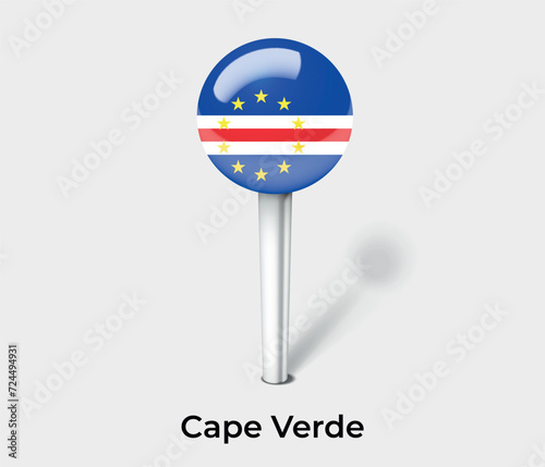 Cape Verde country flag pin map marker