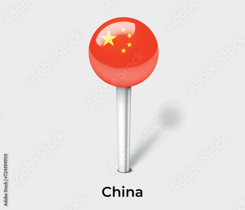China country flag pin map marker