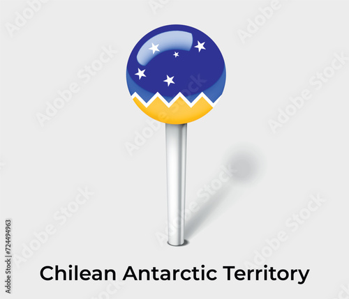Chilean Antarctic Territory country flag pin map marker © Kuemin