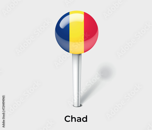 Chad country flag pin map marker