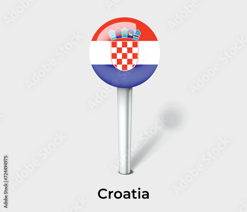 Croatia country flag pin map marker