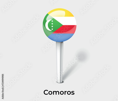 Comoros country flag pin map marker © Kuemin