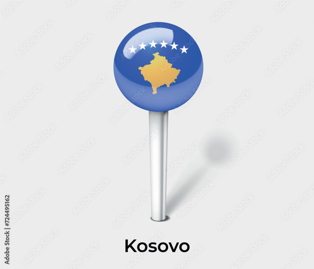 Kosovo country flag pin map marker