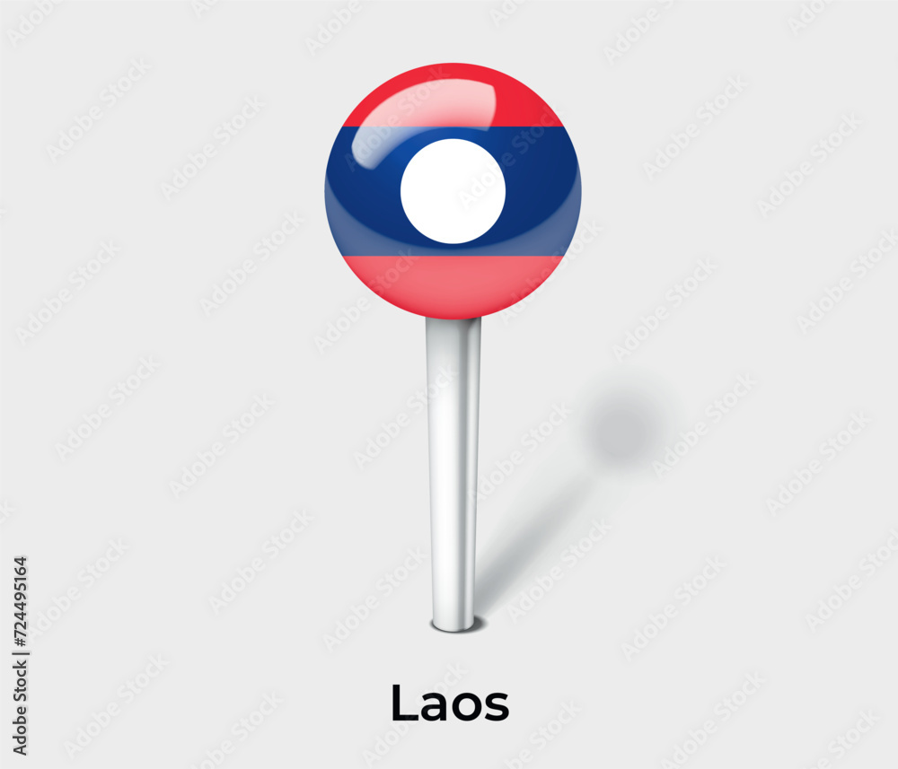 Laos country flag pin map marker Laos country flag pin map marker