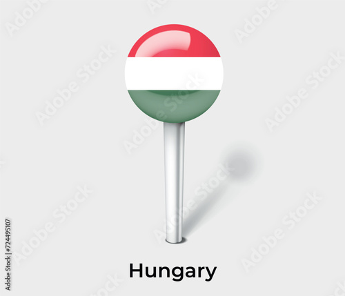 Hungary country flag pin map marker