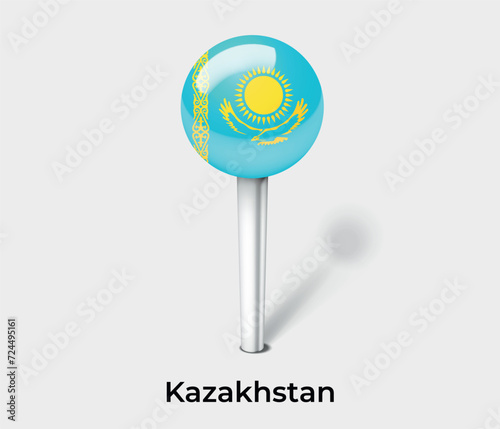 Kazakhstan country flag pin map marker