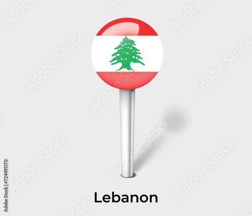 Lebanon country flag pin map marker