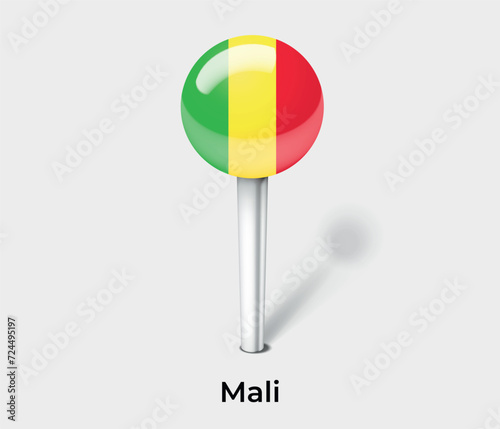 Mali country flag pin map marker