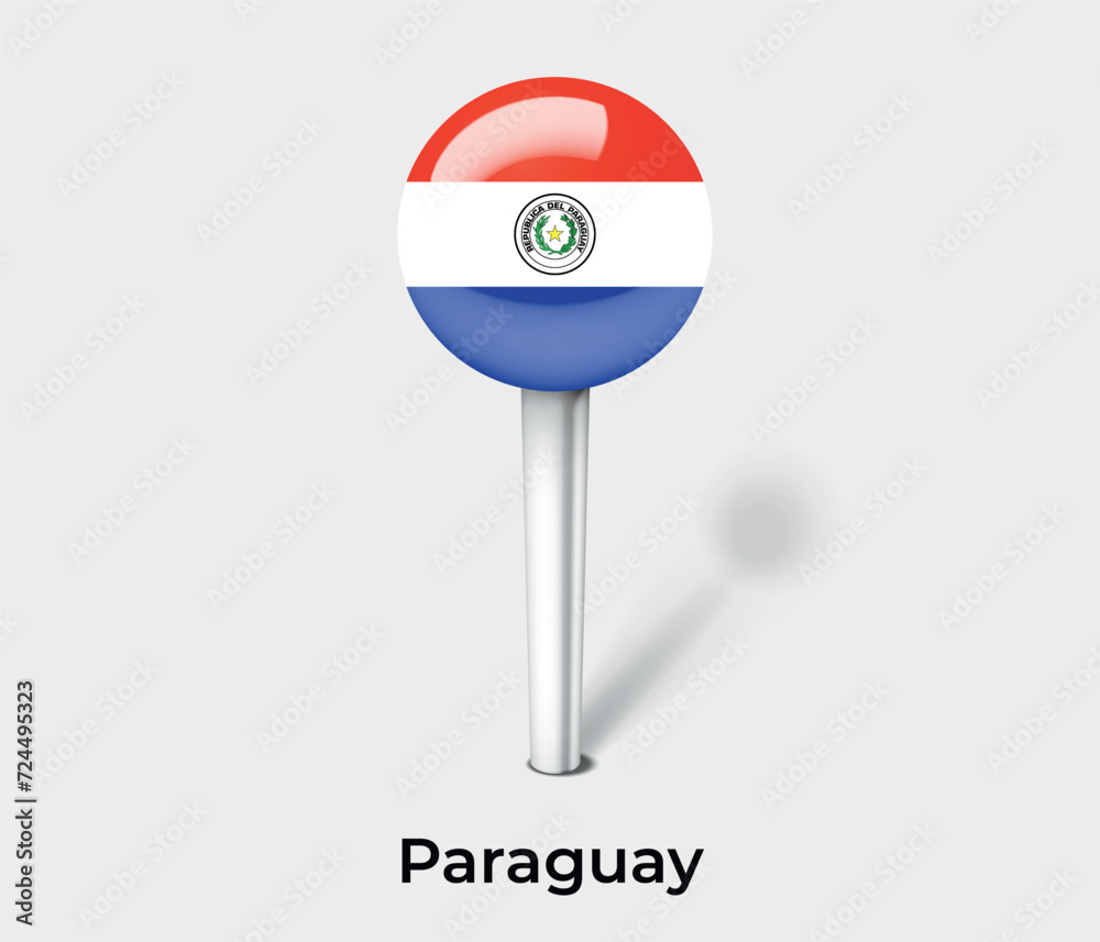 Paraguay country flag pin map marker Paraguay country flag pin map marker