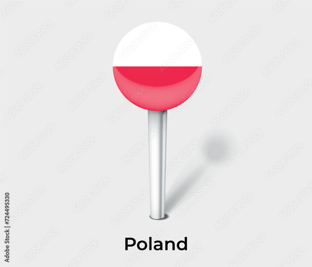 Poland country flag pin map marker Poland country flag pin map marker