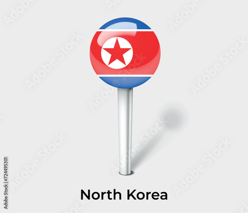 North Korea country flag pin map marker