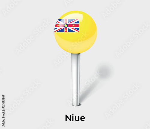 Niue country flag pin map marker