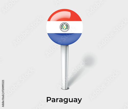 Paraguay country flag pin map marker