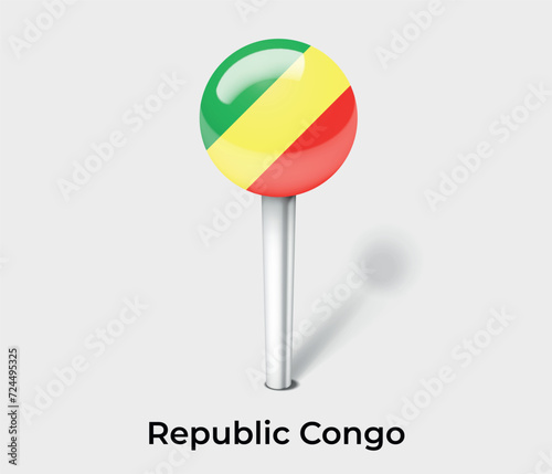 Republic Congo country flag pin map marker
