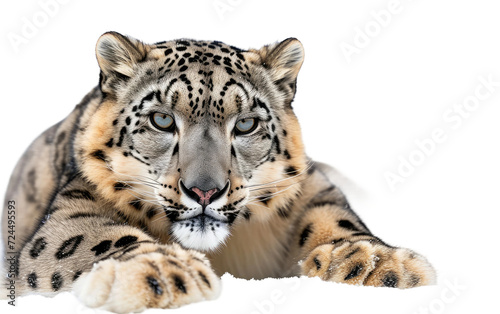 The Ethereal Presence of the Snow Leopard Isolated on Transparent Background.