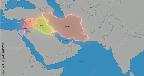 Animated map of the Middle East.