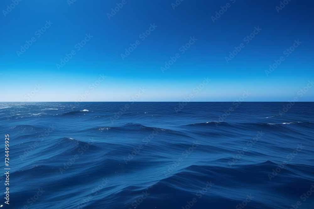 Blue Ocean Water Surface with Gentle Waves and Clear Sky in Background for Vacation Travel Blue Ocean Water Surface with Gentle Waves and Clear Sky in Background for Vacation Travel