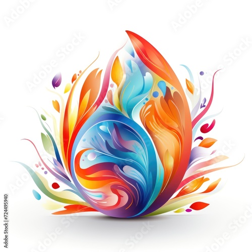 Simple graphic logo of color styled hare on white background.
