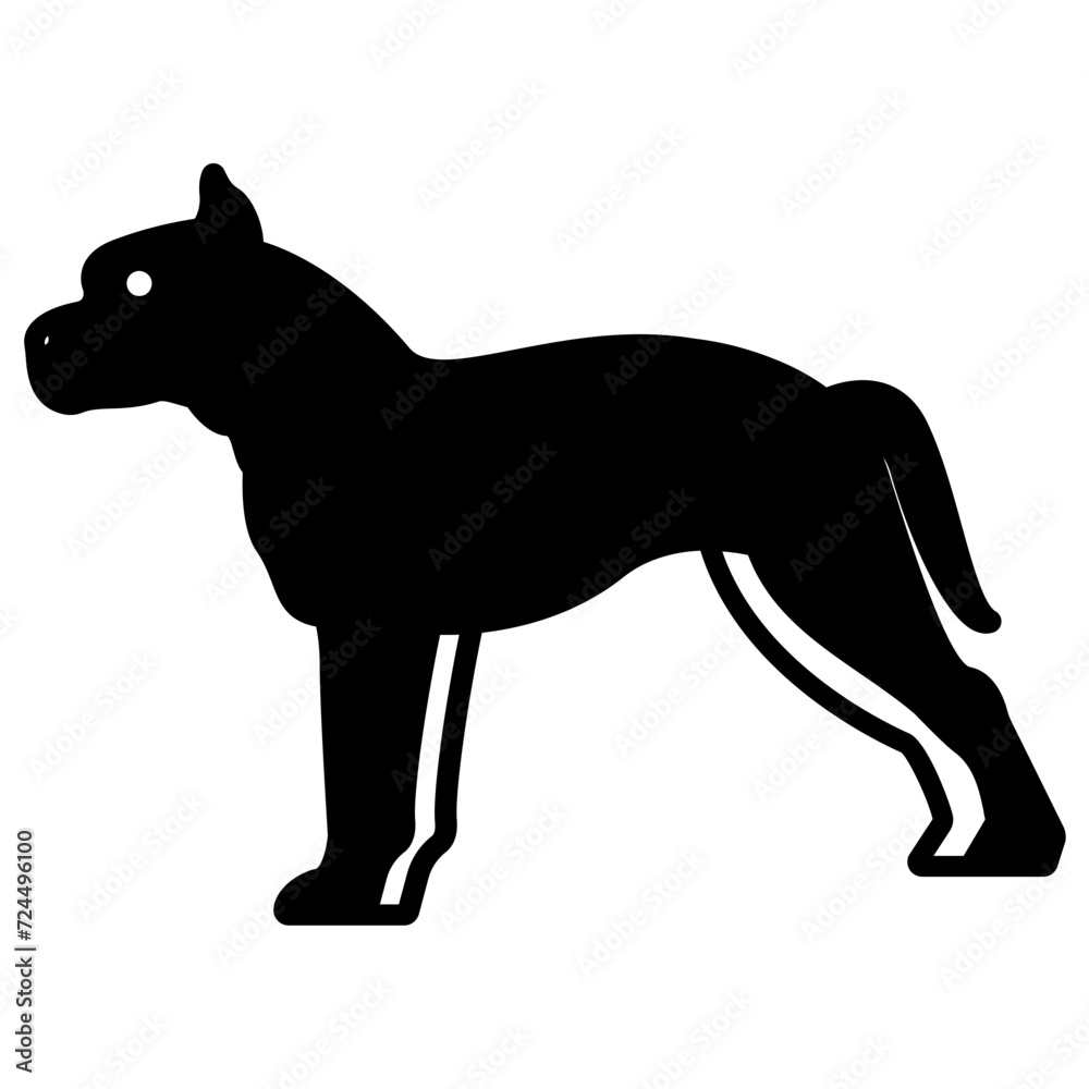 American Staffordshire Dog glyph and line vector illustration