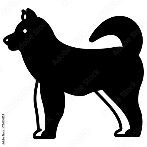 Malamute dog glyph and line vector illustration