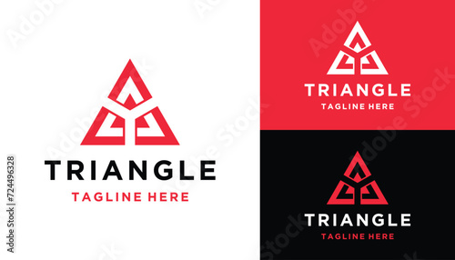 Simple Rotating Triangle with Modern Geometric Line Art Logo Design