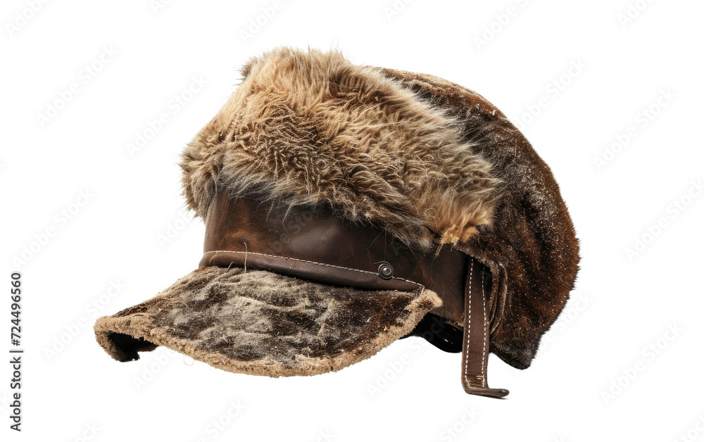 Navigating Frosty Frontiers in a Trapper Hat Isolated on Transparent Background.