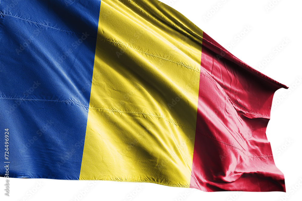 Fototapeta premium Romania flag on transparent background.