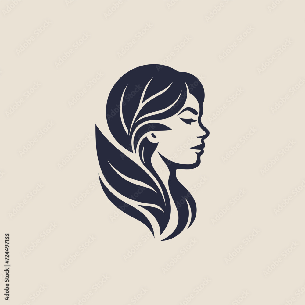Beautiful women and leaves logo design vector template Beautiful women and leaves logo design vector template