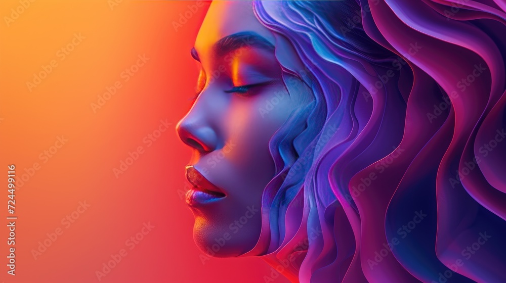 multicolored abstract portrait, headshot poster cover design illustration, conceptual digital art