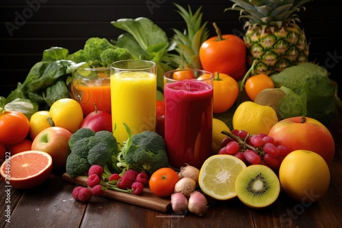 Juice Ingredients  Colorful Fresh Fruits and Vegetables for Healthy Juicing