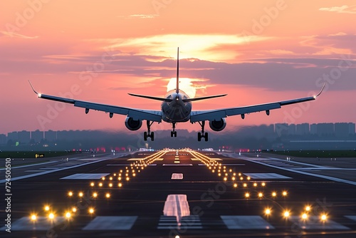 Airline jet, taking off and landing.