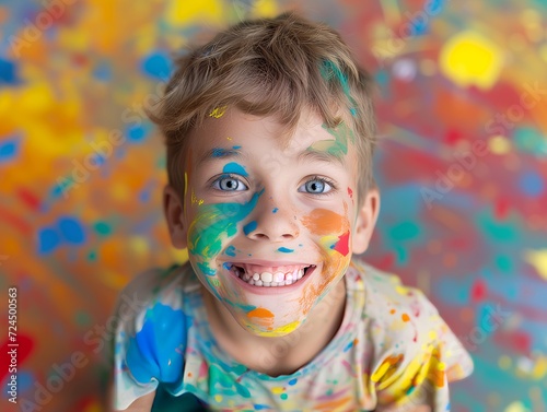 Child at a crazy painting party.