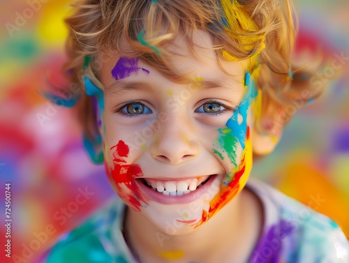 Child at a crazy painting party.