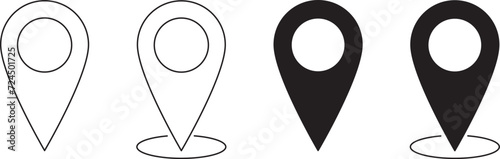 Geotag icon Set, white and black variations,Navigation and Positioning Symbols in Vector Graphics